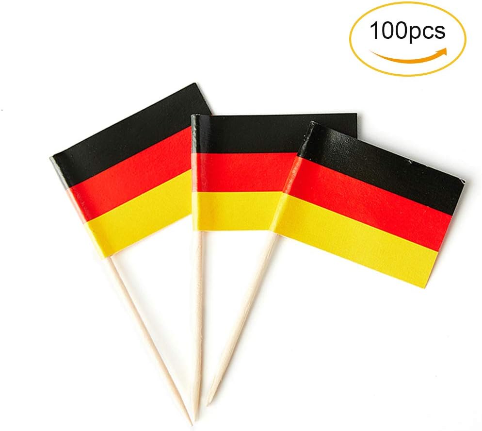 German Flag Germany Flag, Small Mini German Toothpick Flags for Food, Cupcakes, Cocktails, Appetizers, Bar Party Decorations