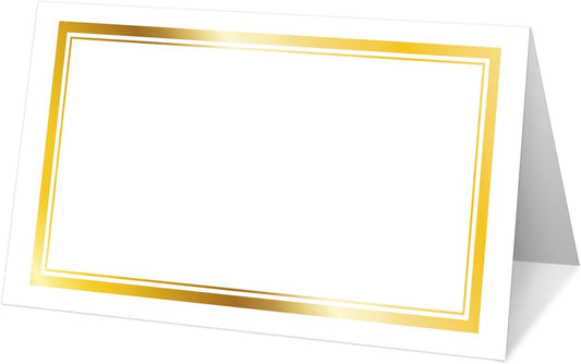 25 Premium Place Cards for Table Seating, Wedding Name Place Card with Gold Foil Border, Tent Cards for Birthday Bridal Shower Baby Shower Reception Dinner Party Decorations -A29