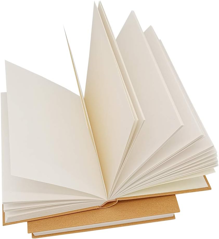 5.5x8.25 Sketch Book, Pack of 5, Each with 120 Sheets (100gsm), Hardcover Bound Sketch Notebook, Acid Free Blank Drawing Paper, Ideal for Kids & Adults, Kraft Cover