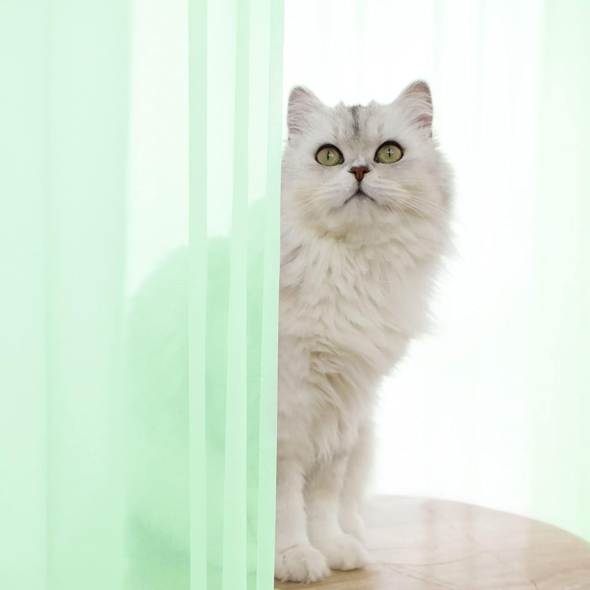 Window Light Green Sheer Curtains 90 Inches Long 2 Panels Sheer Curtain Basic Rod Pocket Panel for Bedroom Children Living Room Yard Kitchen (Light Green, 52" W x 90" L | 2 pcs)