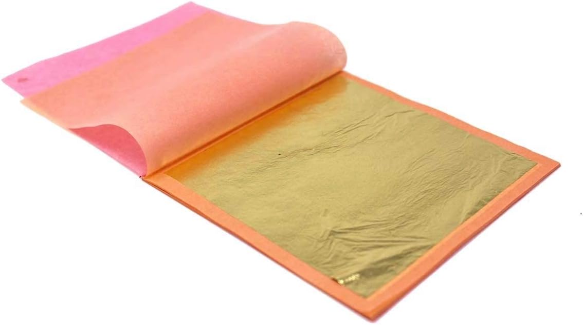 Slofoodgroup - 24 Karat Edible Gold Leaf Loose Sheets - 10 Sheets Gold Leaf Per Book - Gold Leaf Sheet Size 3.15in x 3.15in Loose Leaf Sheets - Edible Decoration, Crafting, Art and More