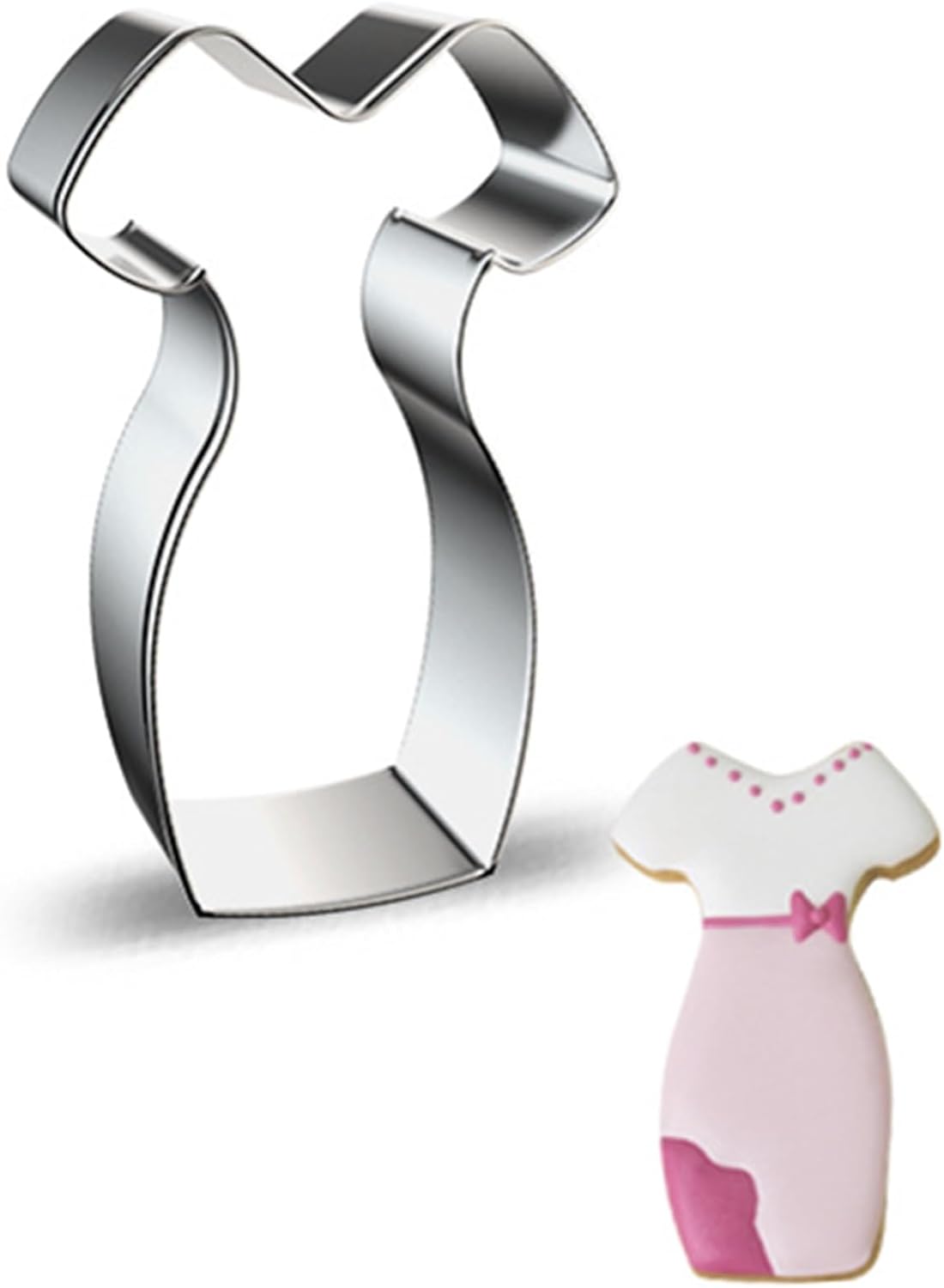 Large Size Dress Shaped Cookie Cutter, Stainless Steel Princess Party Dress Cheongsam Dress Cookie Cutter, 4.6 Inches