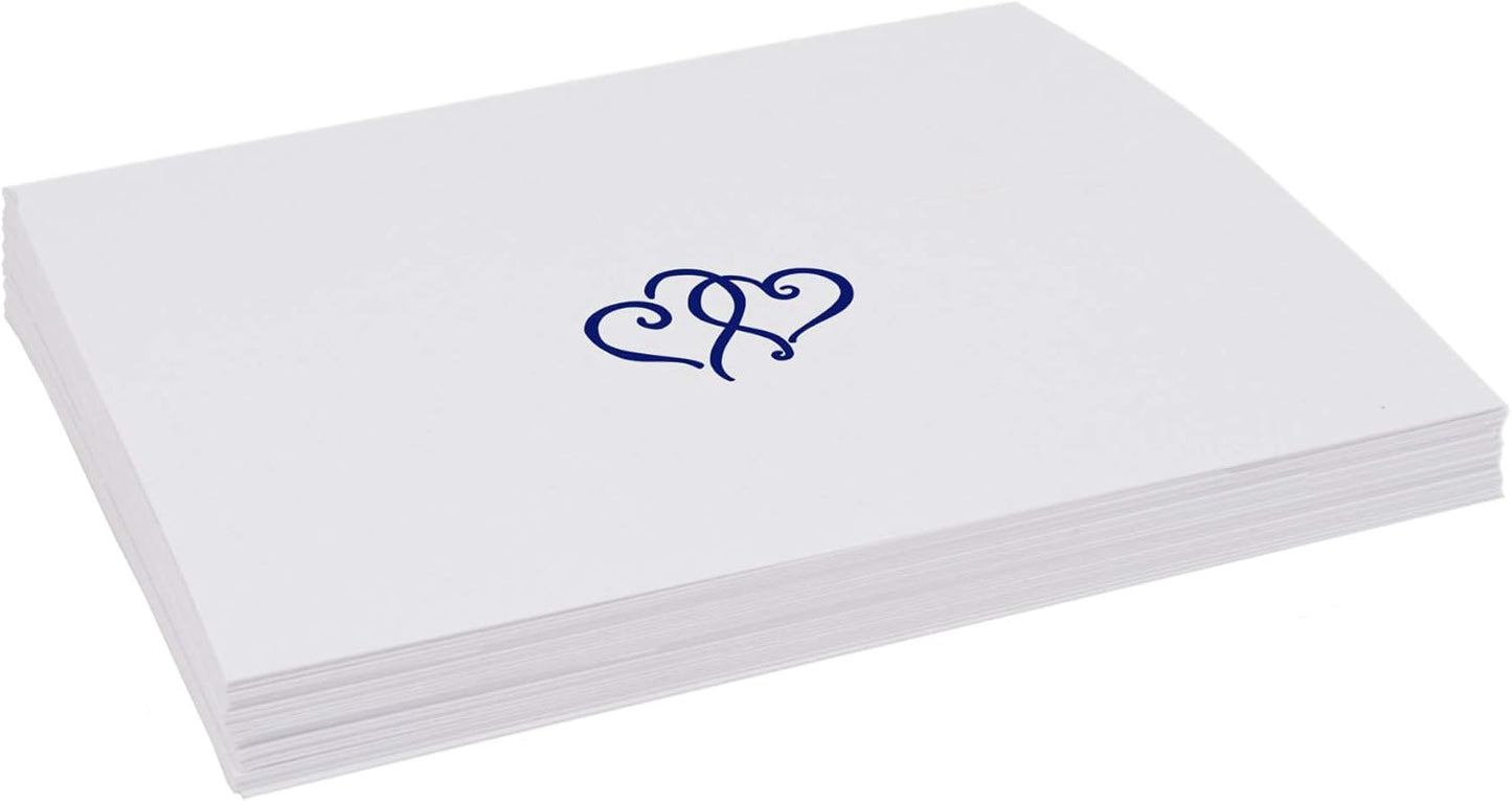 Linked Hearts Place Cards, Navy (Choose Color), Set of 150, Pre-cut and Scored - Wedding, Party, Dinner, and Special Events - Made in the USA