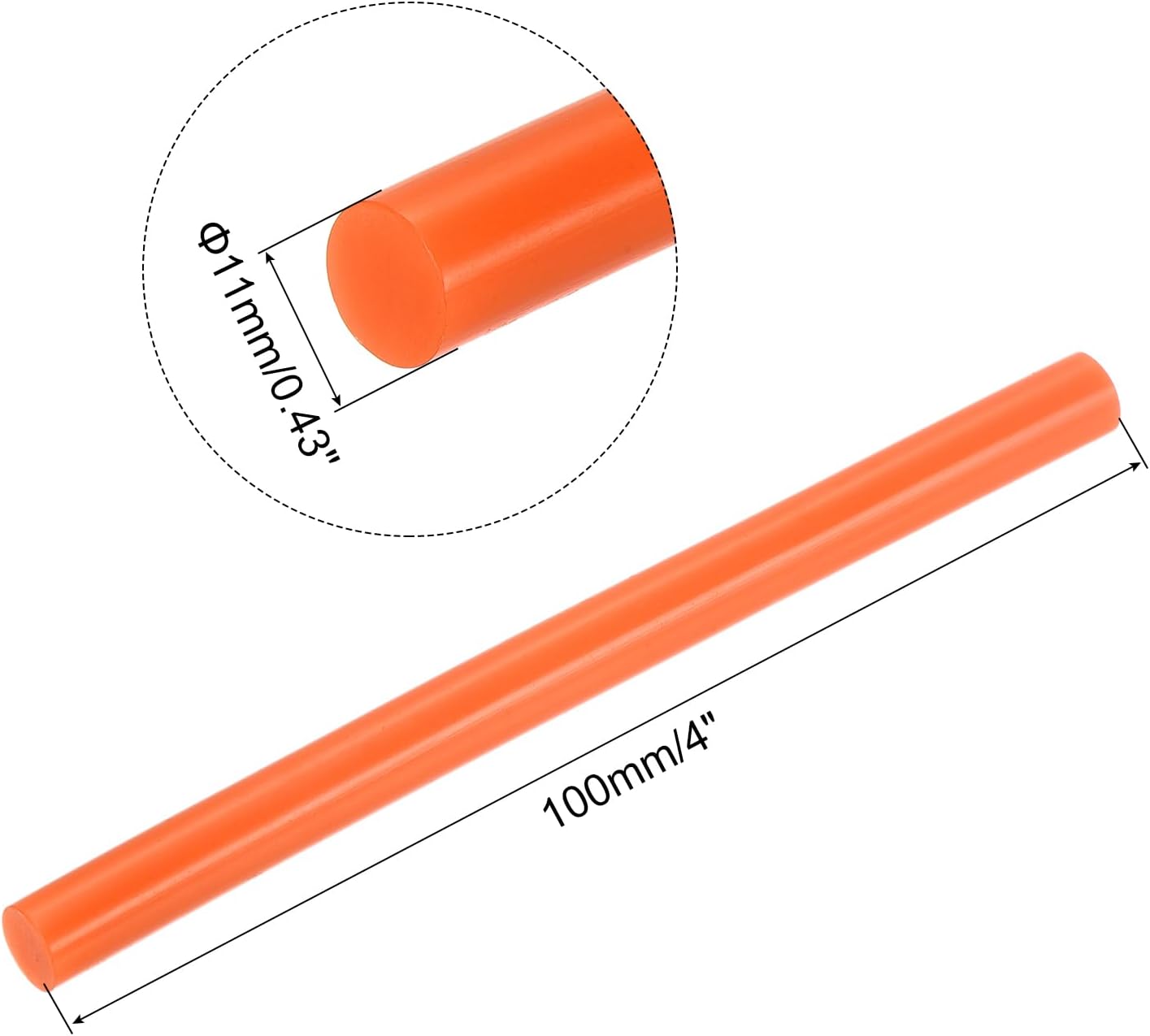 uxcell 20pcs Hot Glue Sticks for Glue Gun 11mm/0.43-inch x 4-inch Mini Hot Melt Adhesive Glue Stick Bright Orange