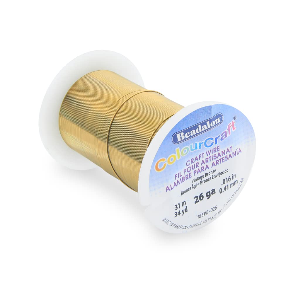Beadalon ColourCraft Wire, 26 Gauge, Vintage Bronze Color, 34 yd Spool