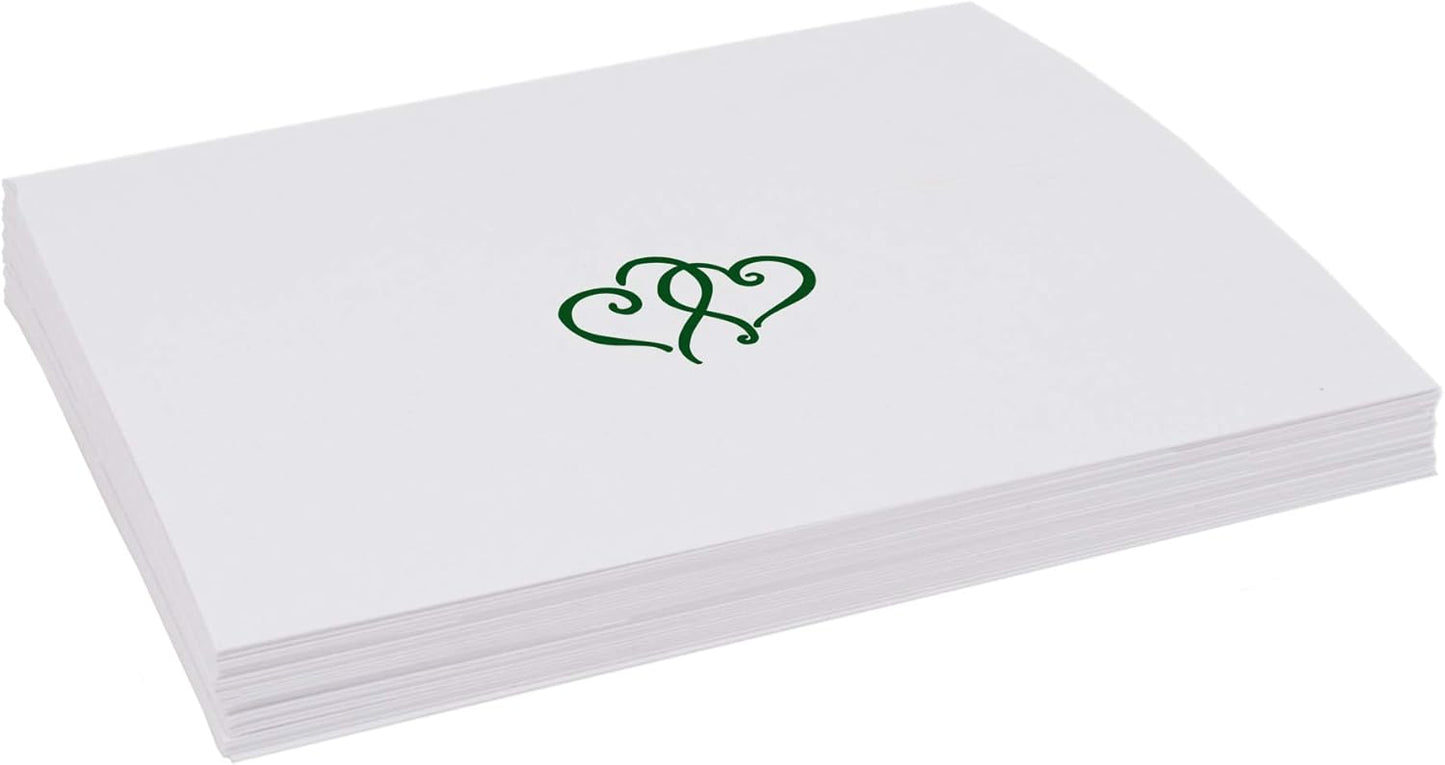 Linked Hearts Place Cards, Hunter Green (Choose Color), Set of 150, Pre-cut and Scored - Wedding, Party, Dinner, and Special Events - Made in the USA
