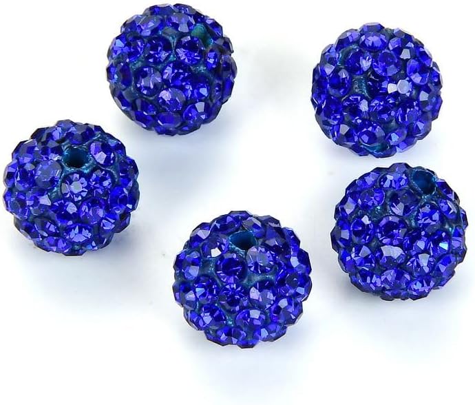 50pcs Adabele Grade A Suncatcher Crystal Rhinestone Pave Loose Beads 12mm Sapphire Blue Polymer Clay Disco Ball Spacers Compatible with Shamballa All Craft Jewelry Making DB12-13