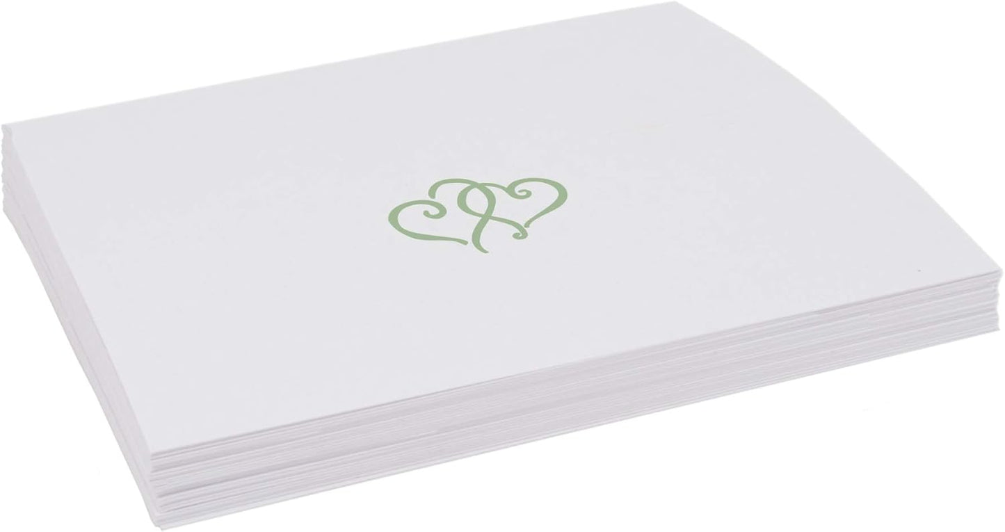 Linked Hearts Place Cards, Sage (Choose Color), Set of 150, Pre-cut and Scored - Wedding, Party, Dinner, and Special Events - Made in the USA