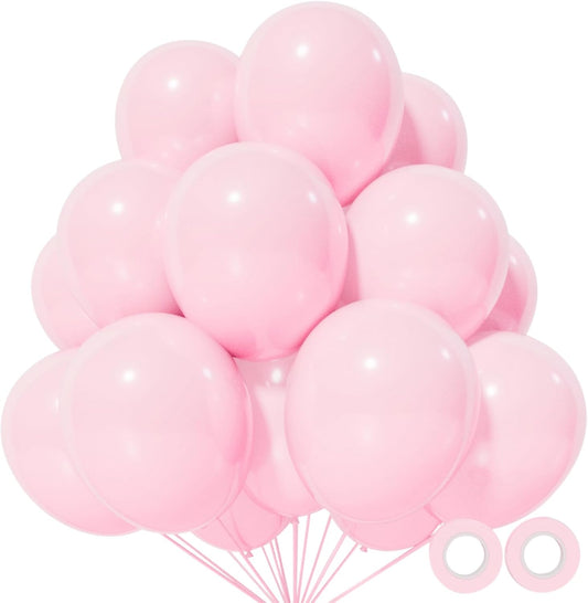 110pcs Light Pink Balloon 12 inch, Light Pink Latex Balloons for Birthday Party Baby Shower Wedding(with 2 Ribbons).