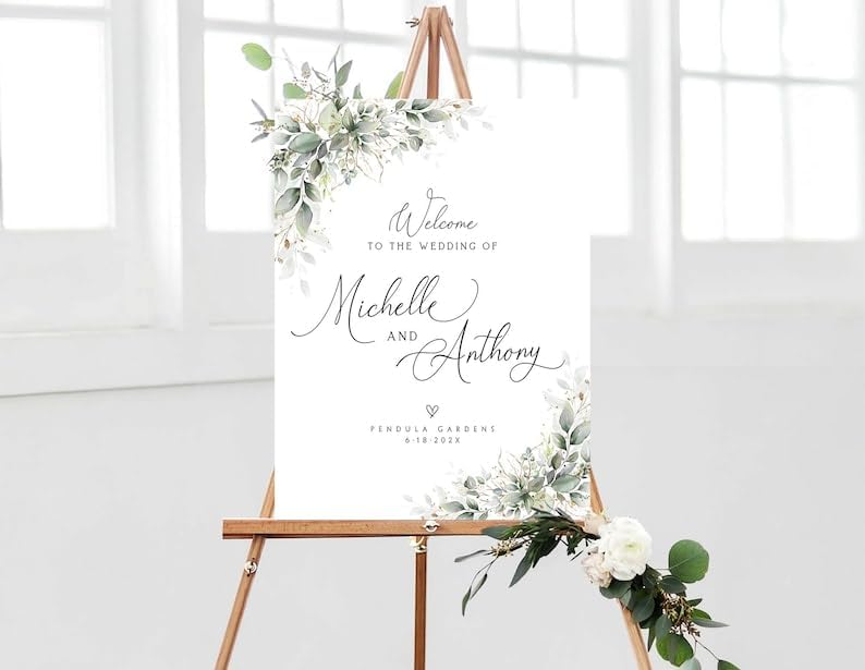 Greenery Wedding Signs, Wedding Welcome Sign, Wedding Signs, Greenery Wedding Welcome Sign, Greenery Wedding Decorations, Greenery Wedding