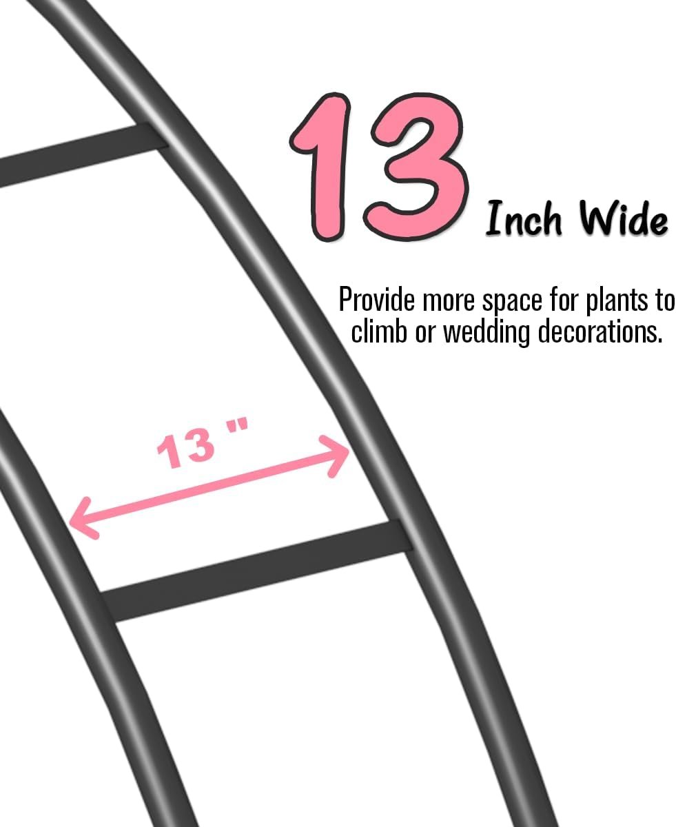 Queension Metal Arch Backdrop Stand 8Ft Wide 7Ft High, Wedding Arch Frame for Wedding Decorations, Balloon Arch Stand with Base for Ceremony, Outdoor Garden Arch Trellis for Climbing Plants, Black