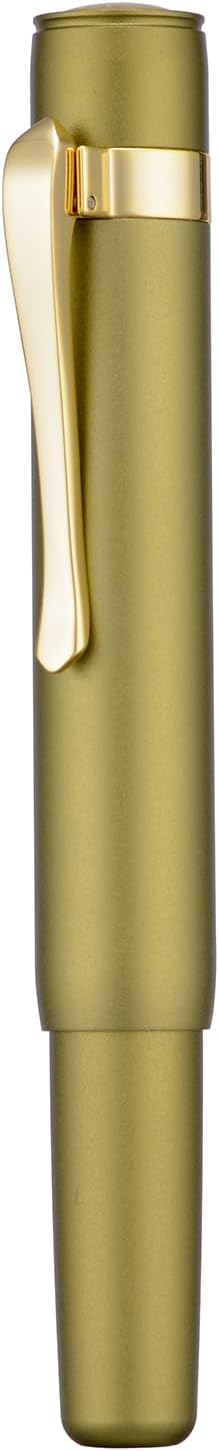 HONG DIAN M2 Black Forest Mini Fountain Pen, Long Blade Nib & Sleek Shape Aluminium Short Pocket Travel Pen (Olive Green)