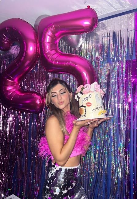 Hot Pink 40 Inch Large Number 5 Birthday Balloon, 2025 Five 5th 15 25 35 50 55 Birthday Celebration Decorations, Foil 5 Mylar Helium Number 5 Balloons Girl Boy Anniversary Party Supplies