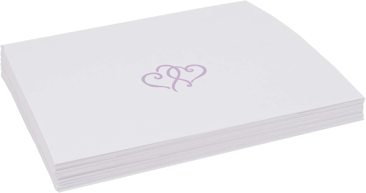 Linked Hearts Place Cards, Lavender (Choose Color), Set of 60, Pre-cut and Scored - Wedding, Party, Dinner, and Special Events - Made in the USA