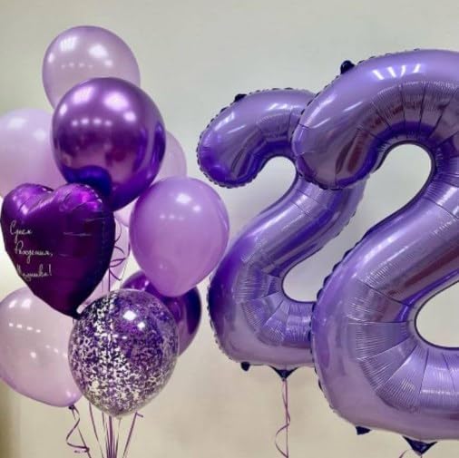 Giant Purple Number 2 Balloon Number 40 Inch, 2025 Number Balloons 2 Birthday Supplies, 2nd 12 22 32 62 Year Old Birthday Party Celebration, Second Purple Balloons Graduations Anniversary Decorations