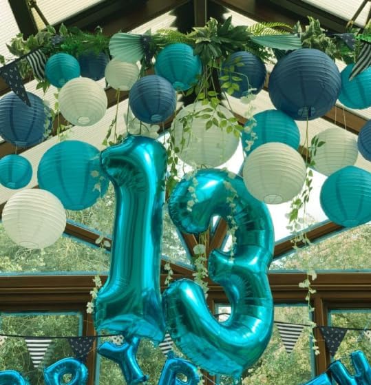 Teal Blue 40 Inch 0 Number Balloons, 0 Decorations for 10 20 30 40 50 60 70 80 90 100 Birthday, Teal Blue Foil Giant Birthday Graduations Anniversary Party Balloon