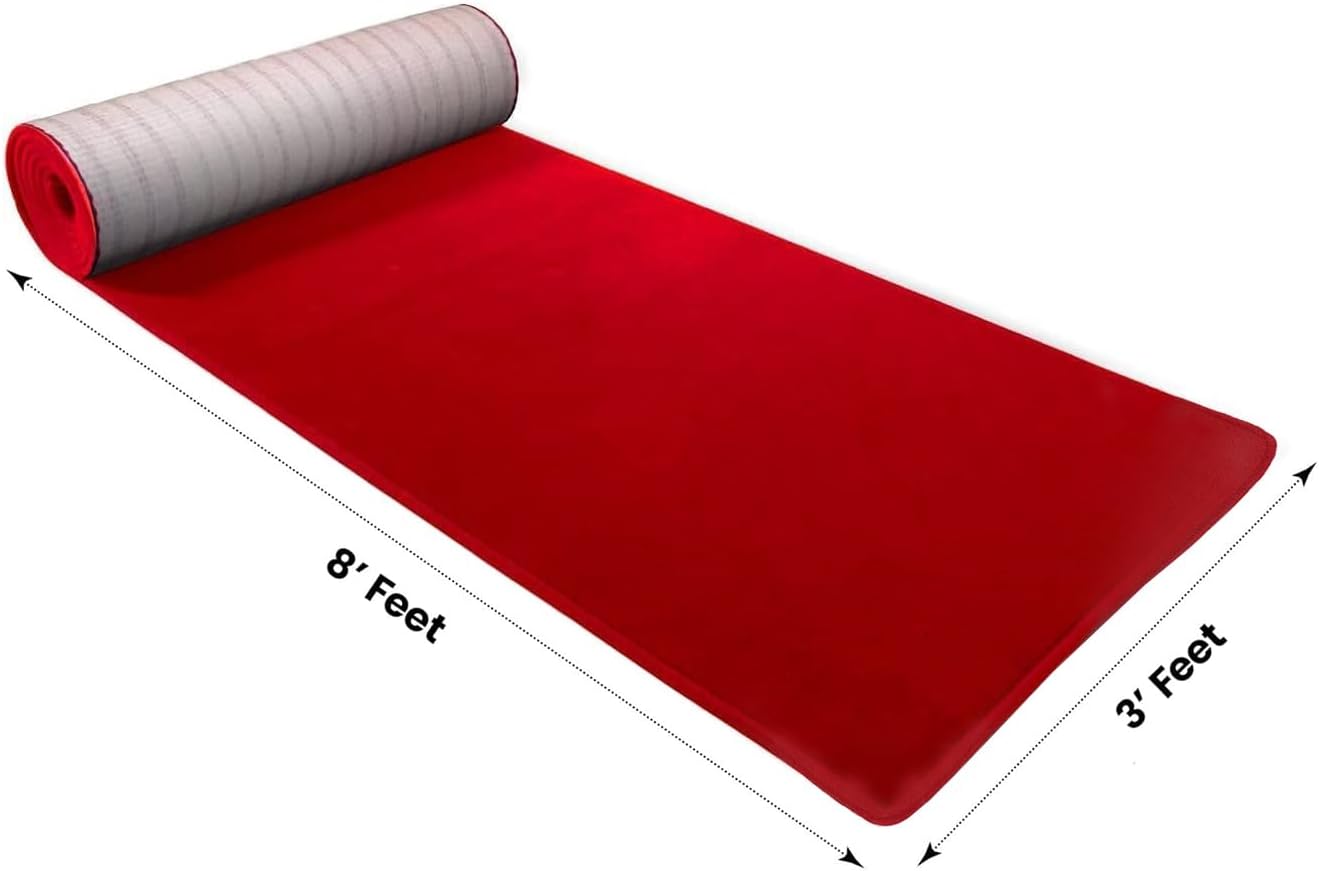 BannerBuzz Hollywood Red Carpet Runner – Premium Non-Slip 3x8 ft Aisle Rug for Weddings, Parties, and Events – Ideal for Step and Repeat Backdrop Event Decoration
