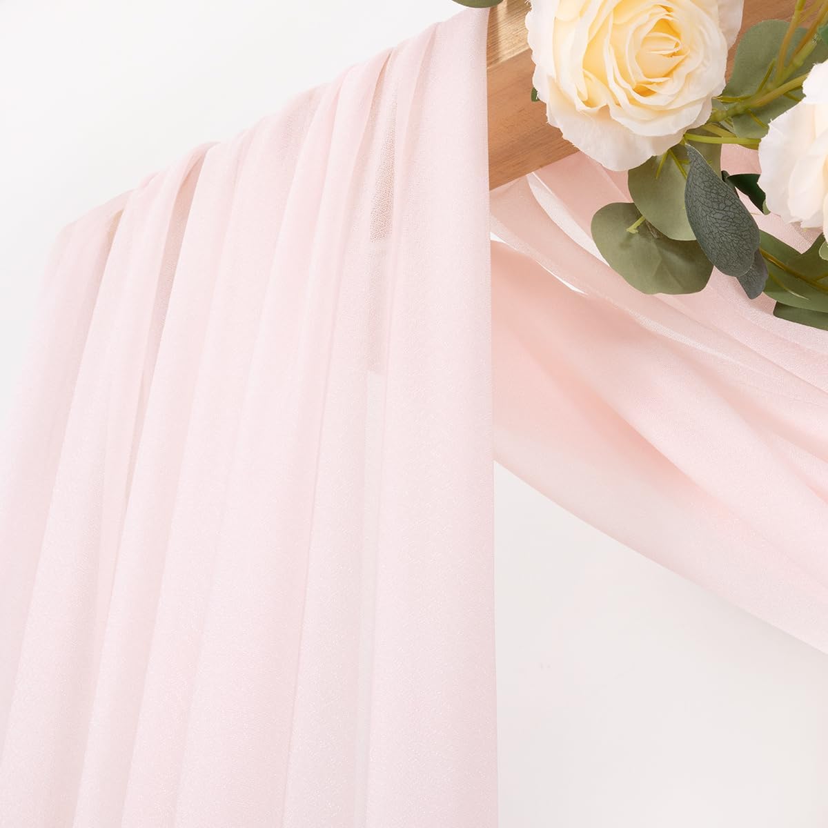 MLMC Blush Pink Wedding Arch Draping Fabric 1 Panel 29" x 20 FT Extra Long Gauze Drapes Sheer Backdrop Curtains 6.6 Yards Airy Outdoor Drapery Panels for Wedding Baby Shower Birthday Decor