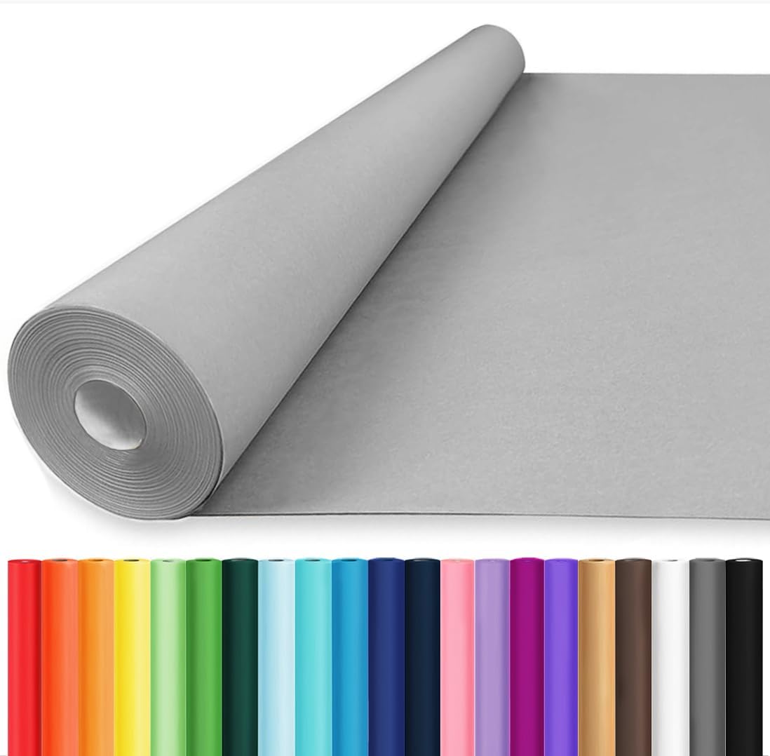Vanhench 48" x 2400" (200') Grey Wrapping Paper, Solid Color Kraft Craft Paper for Gift Wrap Poster Bulletin Board Construction, Floral Bouquet Wrapping, Moving Supplies Shipping Packing