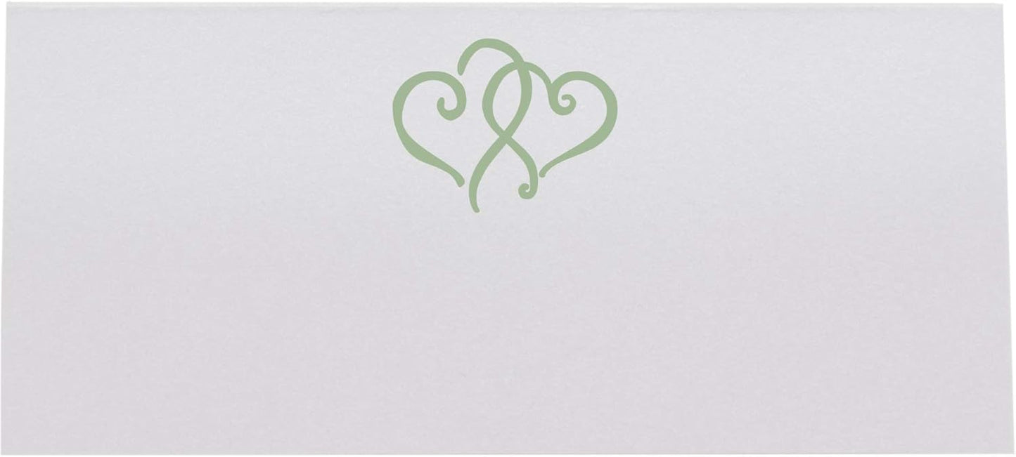 Linked Hearts Printable Place Cards, Sage (Choose Color), Set of 60 (10 Sheets), Laser & Inkjet Printers - Wedding, Party, Dinner, and Special Events - Made in the USA