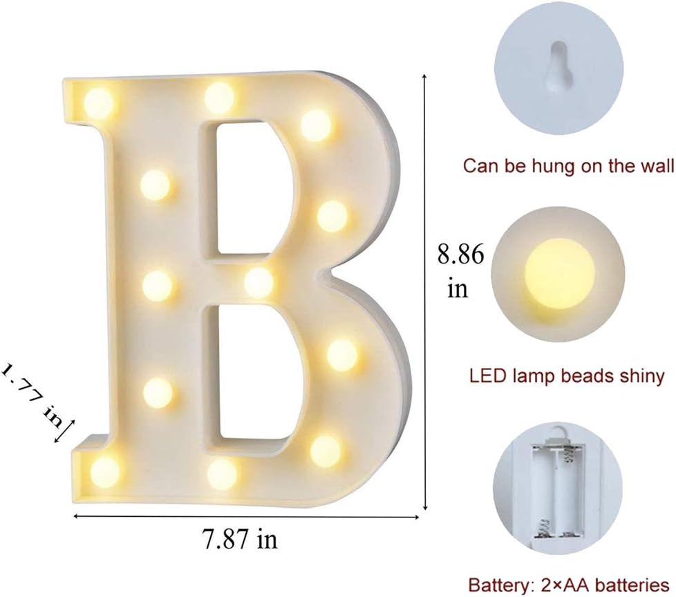 MUMUXI Marquee Light Up Letters | Large Light Up Numbers | Battery Powered and Bright with Every Letter of the Alphabet | For Wedding, Birthday, Party, Celebration, Christmas or Home Decoration (B)