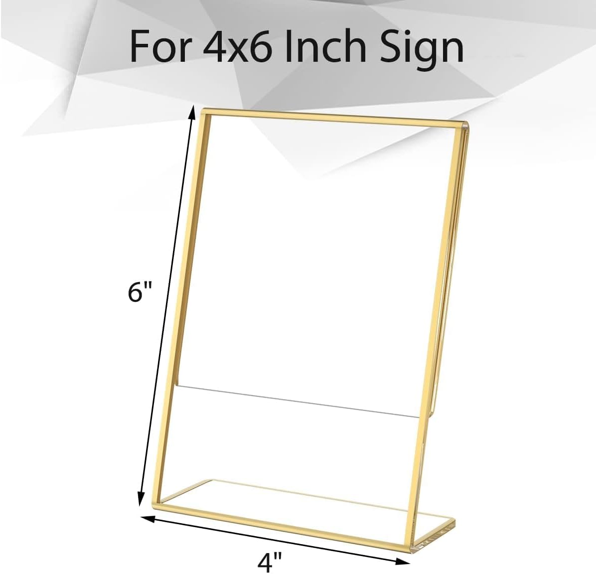 NIUBEE 4 x 6 Gold Frames, 6 Pack Acrylic Slanted Back Gold Picture Frames for Wedding Table Numbers, Restaurant Signs, Photos, Perfect for Wedding, Party, Event
