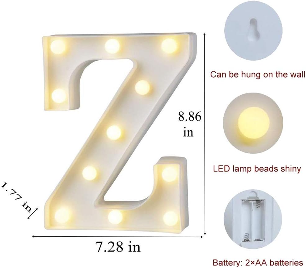 MUMUXI Marquee Light Up Letters | Large Light Up Numbers | Battery Powered and Bright with Every Letter of The Alphabet | for Wedding, Birthday, Party, Celebration, Christmas or Home Decoration (Z)