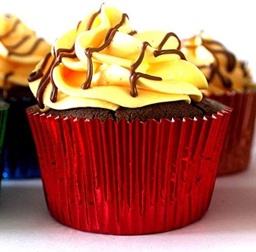Eoonfirst Red Foil Cupcake Case Liners Valentine's Day Baking Muffin Paper Cups 198 Pcs