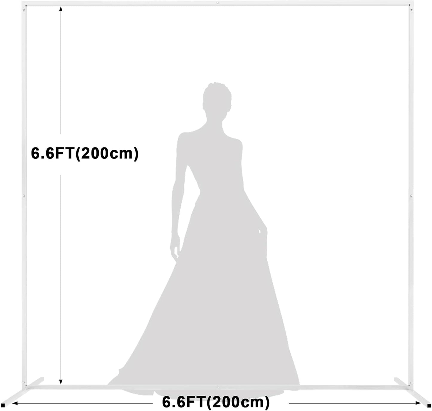 Asee'm 6.6FTx6.6FT White Wedding Arch Backdrop Stand Square Metal Rectangular Arch Frame for Ceremony Party Birthday Bridal Baby Shower Anniversary Arbor Balloon Decoration