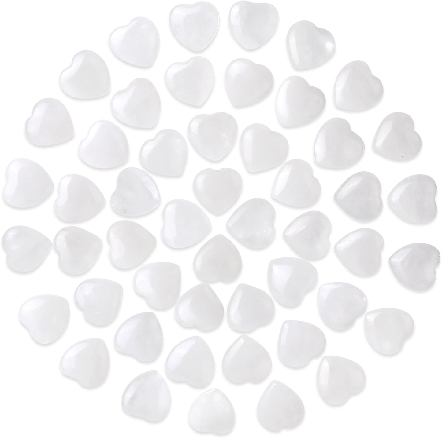 Gerrii 50 Pcs Heart Healing Stone Bulk Quartz Heart Inspirational Stones Gift for Women Love Pocket Polished Natural Energy Balancing Meditation 0.8 Inch(Clear)