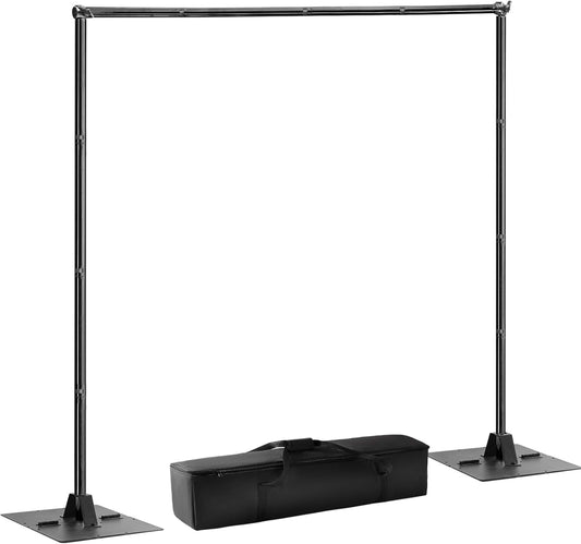 Heavy Duty Pipe and Drape Frame Kit 10x10ft Adjustable Height/Width Photography Background Support Poles All-Metal Construction Backdrop Stand for Party, Birthday, Wedding - Black