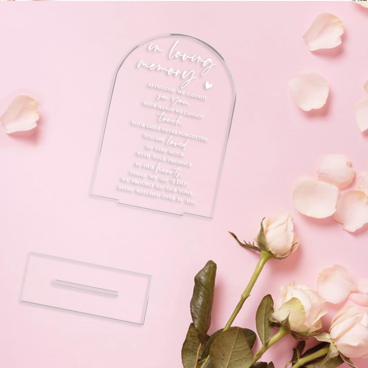 Wedding Memorial Sign Rustic Wedding Clear Acrylic Gift Table Sign for Ceremony and Reception, Acrylic Memorial Signs Gifts for Marriage Reception Signs