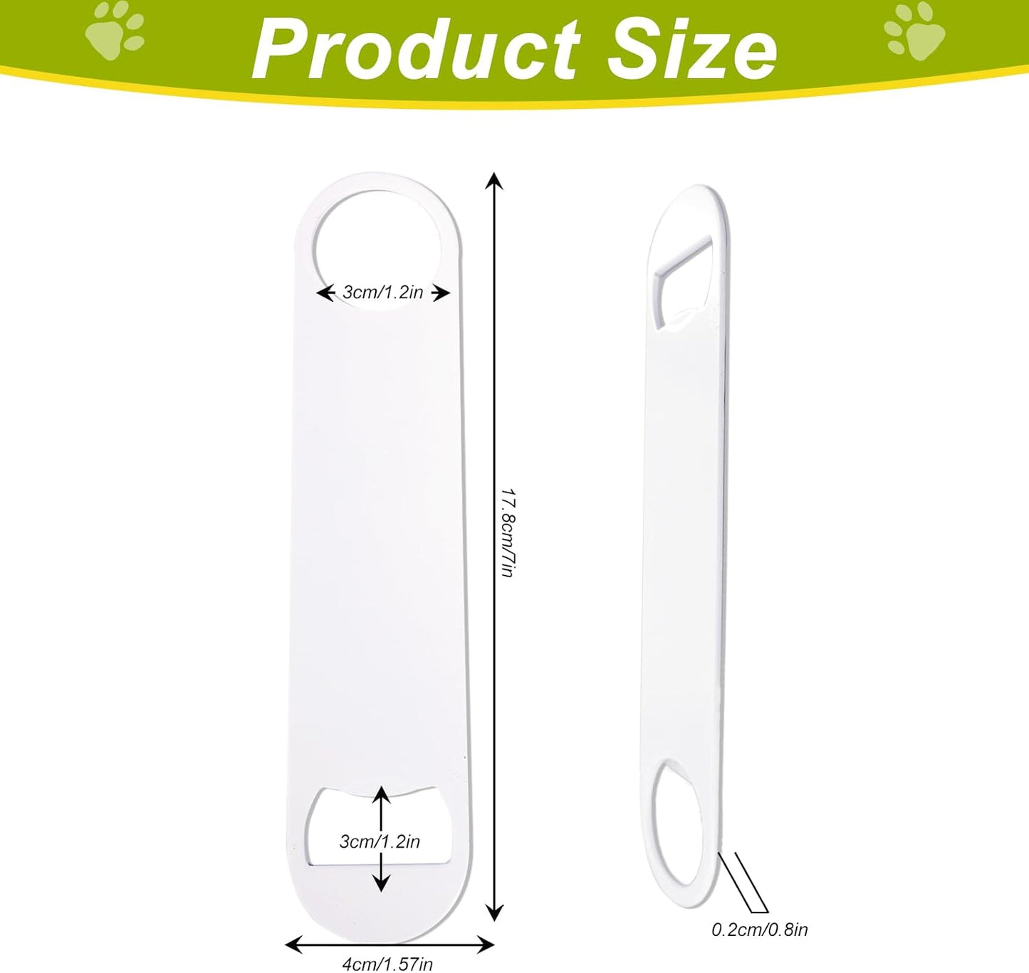 25 Pcs Sublimation Bottle Opener Personalized Blanks Flat Beer Bottle Opener Stainless Steel Sublimation Blank Products for Bar Kitchen Restaurant (White）