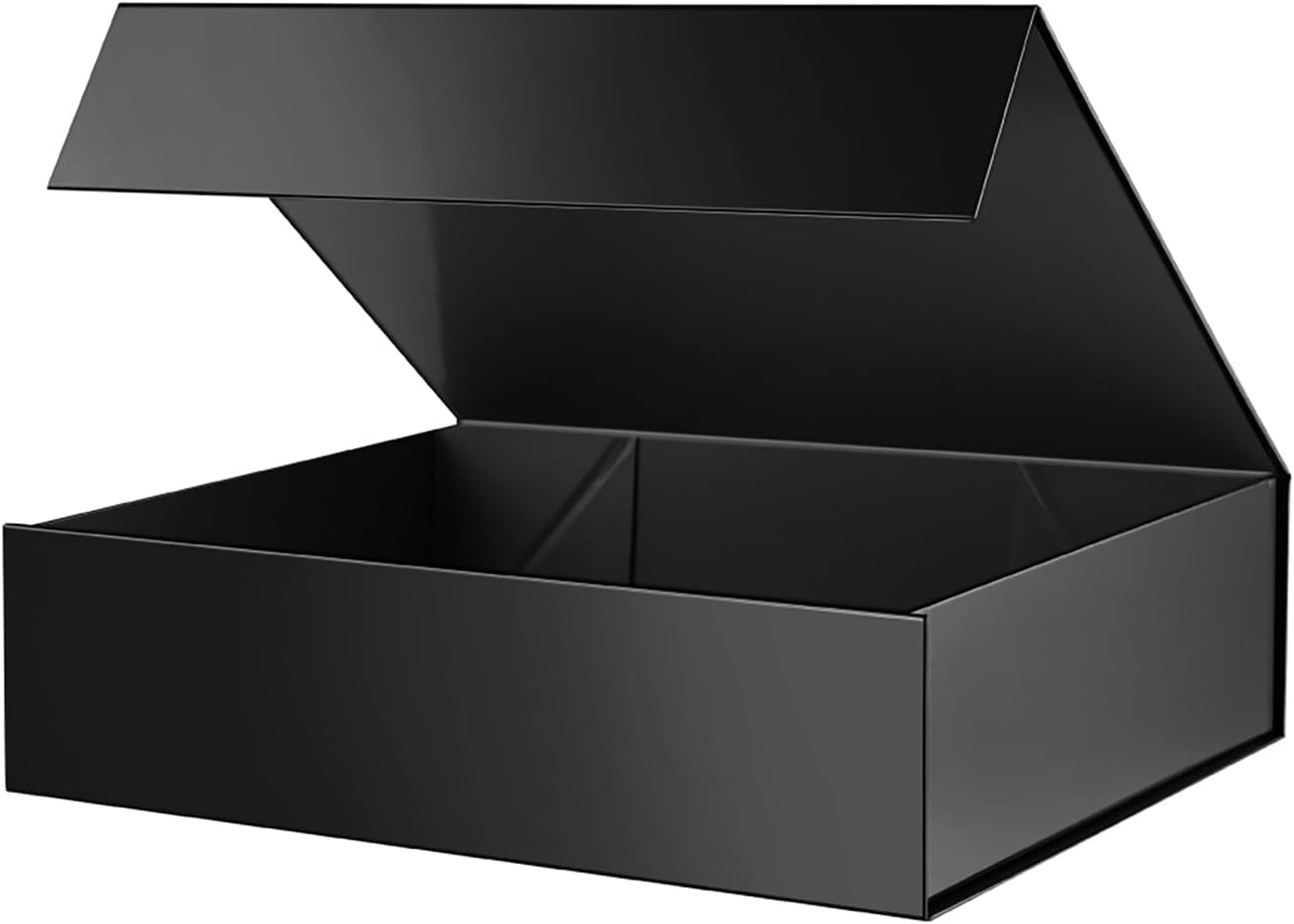 PACKHOME Large Gift Box 13.5x10x3.5 Inches, Sturdy Shirt Box with Magnetic Lid for Multiple Occasions (Glossy Black)