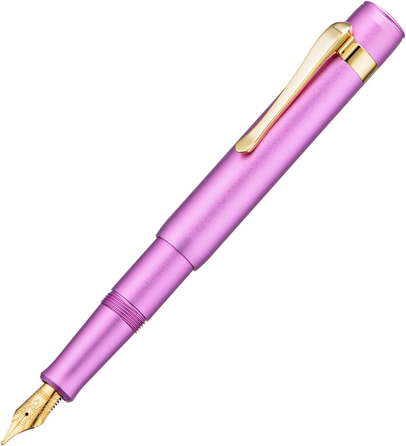 Hongdian M2 Black Forest Mini Fountain Pen, Medium Soft Golden Nib & Sleek Shape Aluminium Short Pocket Travel Pen (Lilac Purple)
