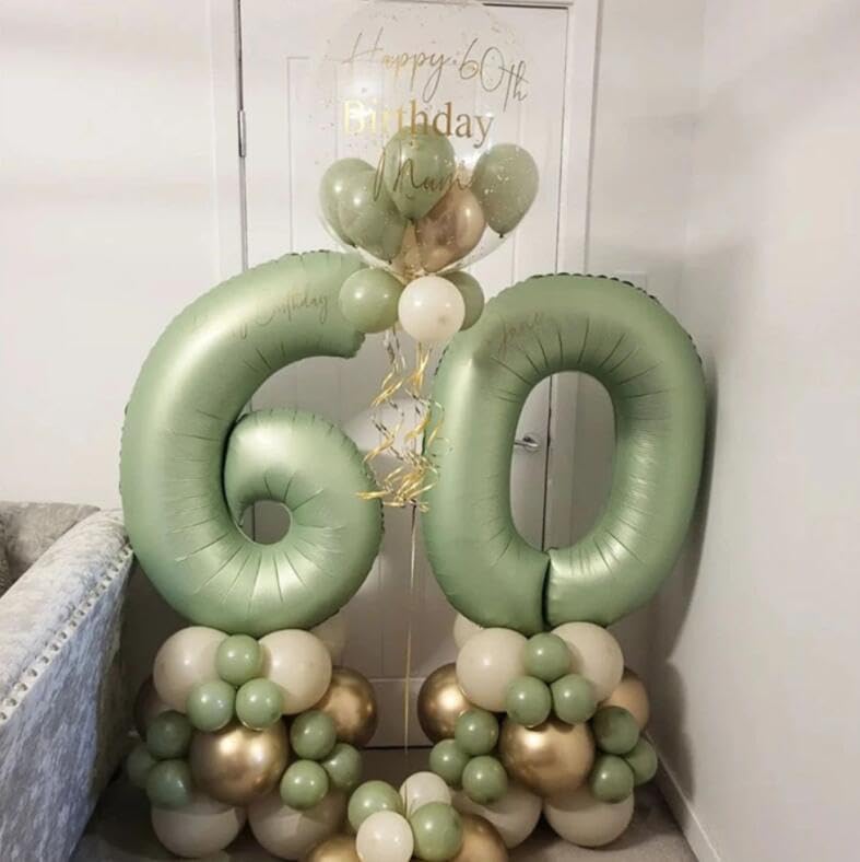 Number 6 Balloons, 40’’ Large Olive Green Number 6 Foil Helium Balloons for Girls Women, Self Inflating Number Balloons 0-9 for Men Boys 6th 16th Birthday Graduation Anniversary Party Decoration