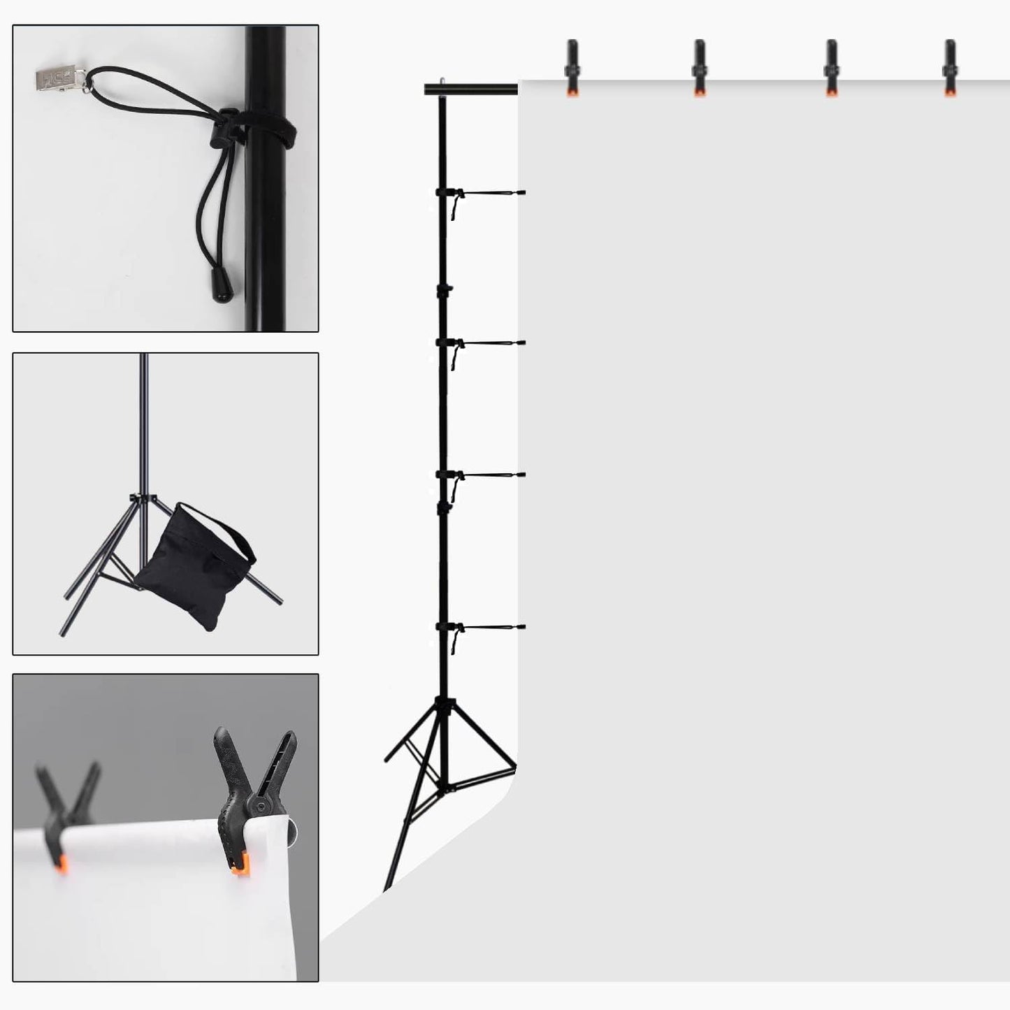 Backdrop Stand 10x7ft(WxH) Photo Studio Background Stand Support System Backdrop Support Kit, for Photography, Advertising Display, Parties Decoration