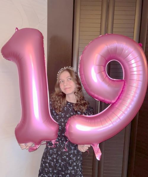 40 Inch Big Pink 9 Balloon Number, Jumbo Giant Happy 9th 19 29 39 49 99 Birthday Party Decorations, Large Nine Mylar Foil Anniversary Birthday Party Engagement Decorations