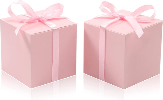 COTOPHER 100pcs Small Gift Boxes, Favor Boxes 2x2x2 inches Paper Gift Boxes with Ribbons Candy Box for Wedding Favors Baby Shower Bridal Shower Birthday Party (100pcs 2x2x2, Pink)