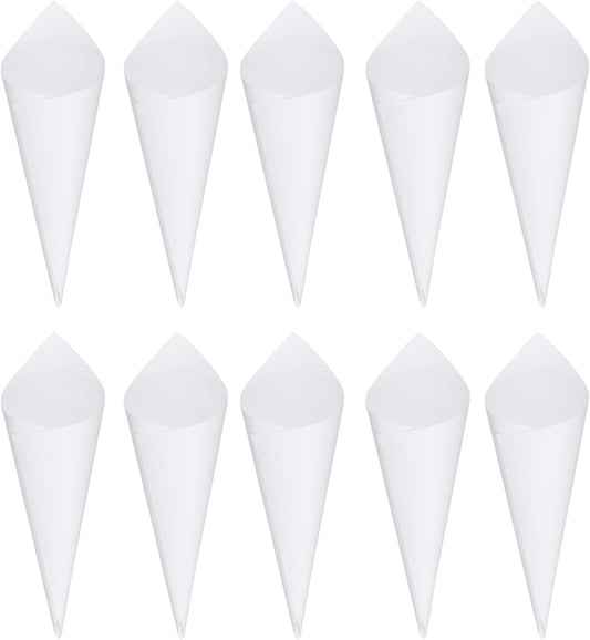 50 Pack Party Confetti Cone Holder - Bouquet Cones Petal Cones Holder with Double-sided Adhesive Tape, Apply to Birthday Party (White)