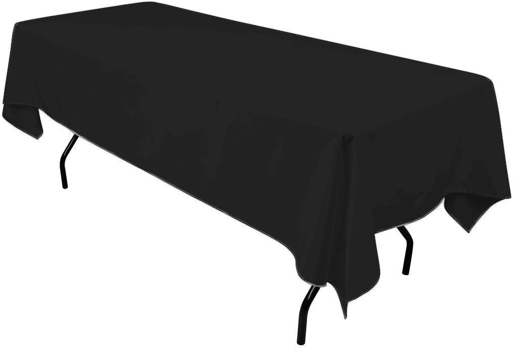 Gee Di Moda Rectangle Tablecloth - 60 x 126 Inch Black Table Cloth for 8 Foot Rectangle Table - Heavy Duty Washable Fabric - for 8 Ft Buffet Table, Holiday Party, Dinner, Wedding & Baby Shower