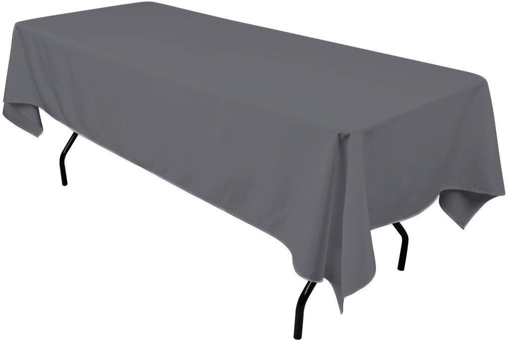 Gee Di Moda Rectangle Tablecloth - 60 x 126" Inch - Charcoal Rectangular Table Cloth for 8 Foot Table in Washable Polyester - Great for Buffet Table, Parties, Holiday Dinner, Wedding & More