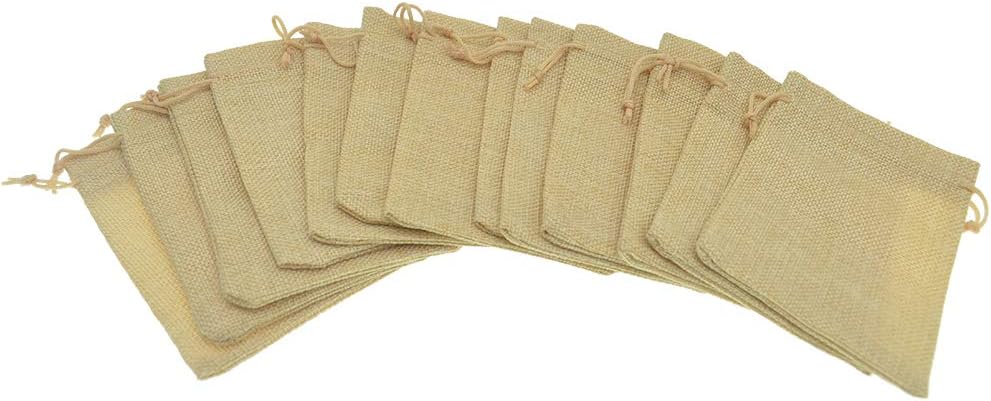 20Pcs Burlap Bags with Drawstring, Small Linen Gift Bags Jewelry Pouches Sacks for Christmas, Wedding Favor, Party, DIY Crafts (Flaxen, 3.9 x 5.5 inch)