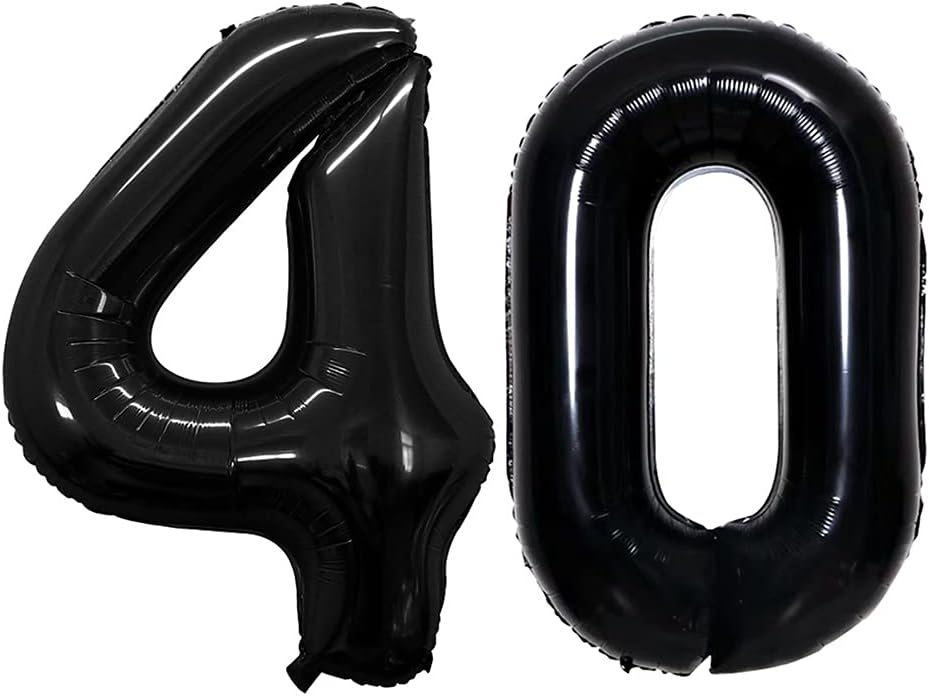 GOER Number 40 Balloons for 40th Birthday Party Decorations,42 Inch Jumbo Foil Helium Balloons for 40th Anniversary (Black)