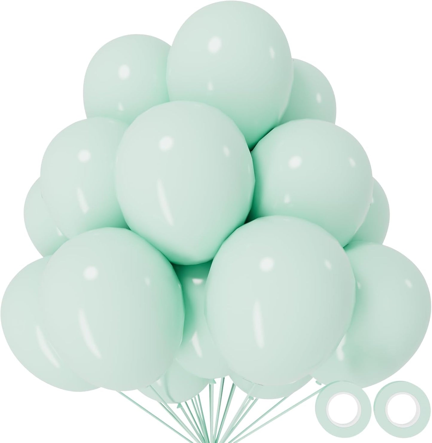 110pcs Pastel Green Balloon 12 Inch, Pastel Green Latex Balloons for Birthday Party Baby Shower Wedding(with 2 Ribbons).