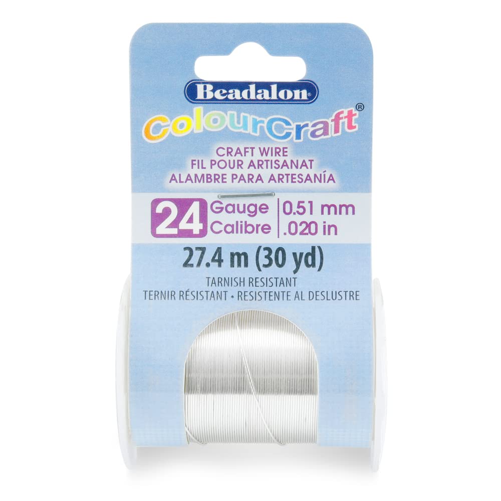 Beadalon ColourCraft Wire, 24 Gauge, Silver Plated, 30 yd Spool