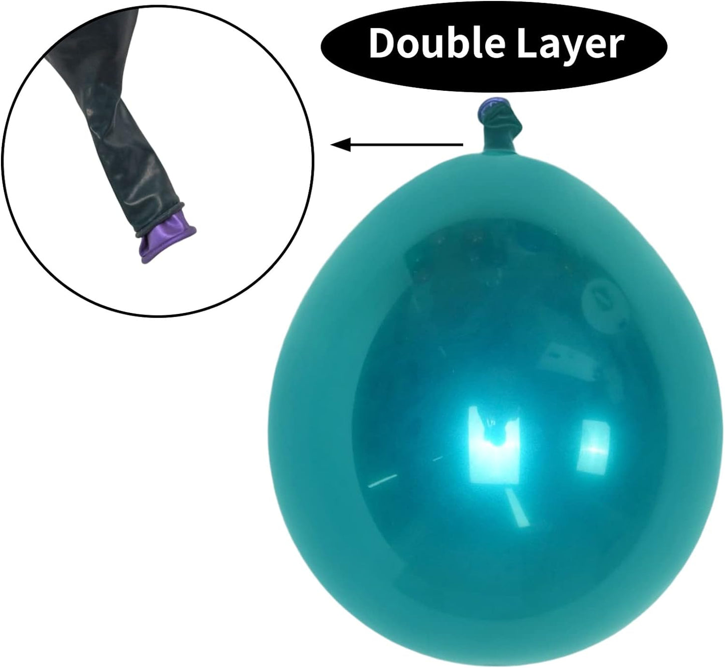 Chrome Teal Balloons, Double Stuffed Metallic Turquoise Balloons 12 Inch, Shiny Thick Chrome Metallic Dark Teal Blue Latex Helium Balloon for Christmas Birthday Wedding Graduation Party Decorations