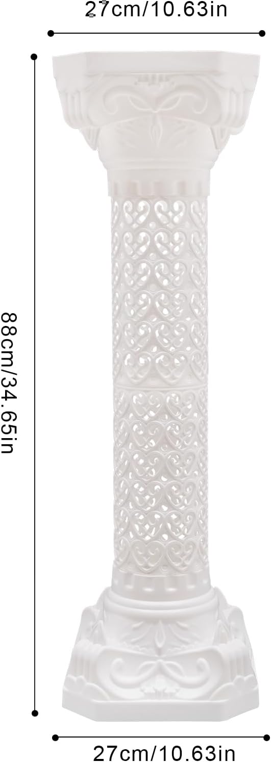 Roman Pillars Decoration Party Flower Pot Columns 10.63x34.65in Set 4Pcs Decor Pedstal Stand Flower Floral Wedding Party Event Road Decorative Columns(10.63x34.65in)