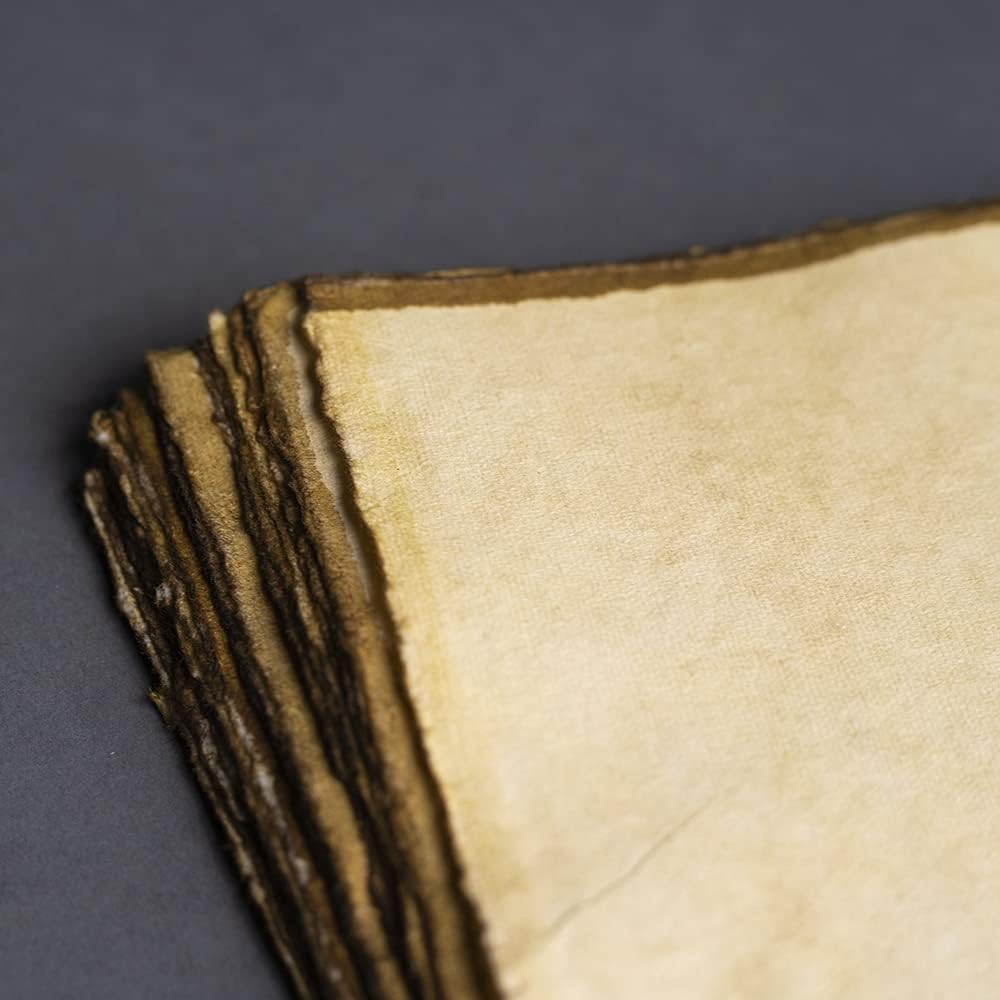 Wanderings Handmade Antique Blank Cards with Slighly Burned Paper Edge - 4"x6" Package of 50 - Mixed Media Cards for Announcements Invitations Crafts - Thick 150 GSM Recycled Paper