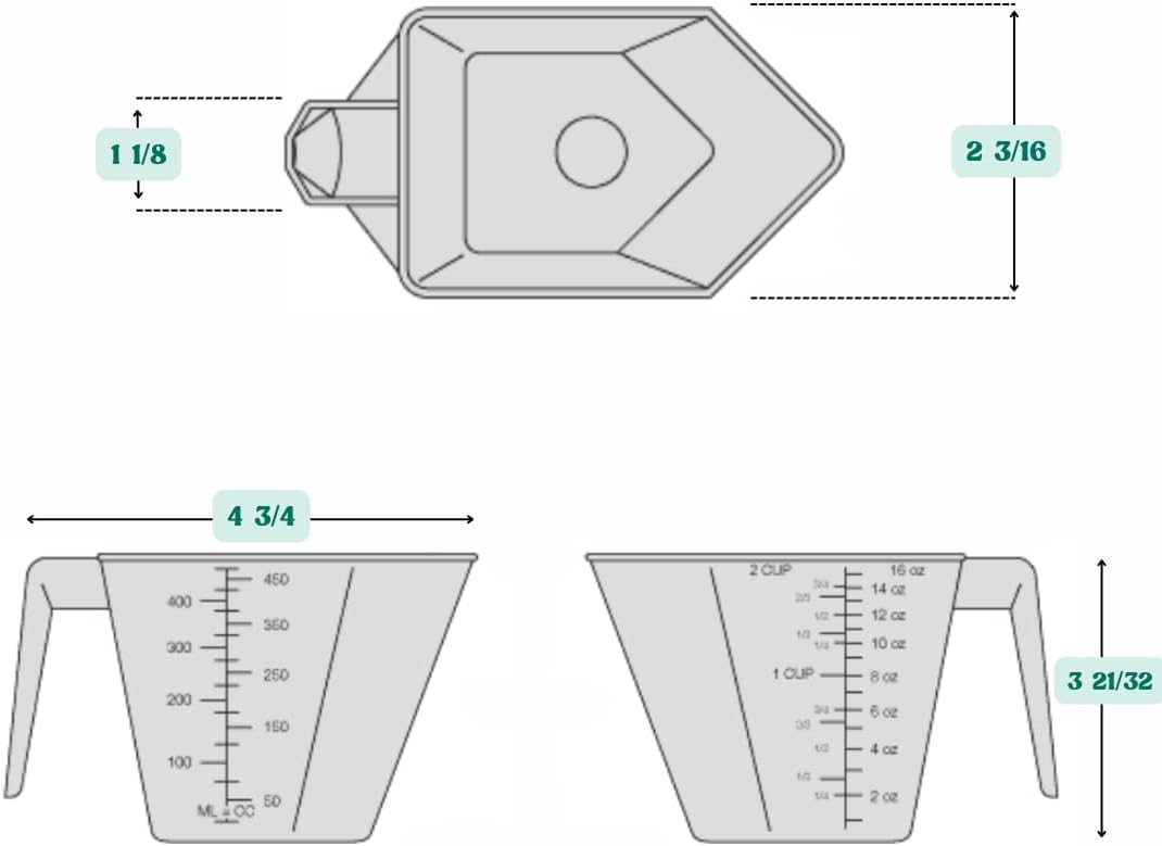 2 Cup LONG Handle (1 Pint | 16 Oz. | 500 mL) Scoop for Measuring Coffee, Pet Food, Grains, Protein, Spices and Other Dry Goods (Pack of 10)